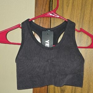 Yelete Charcoal Ribbed Crop Top